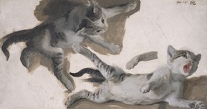 子猫のスケッチ（紙に油彩）